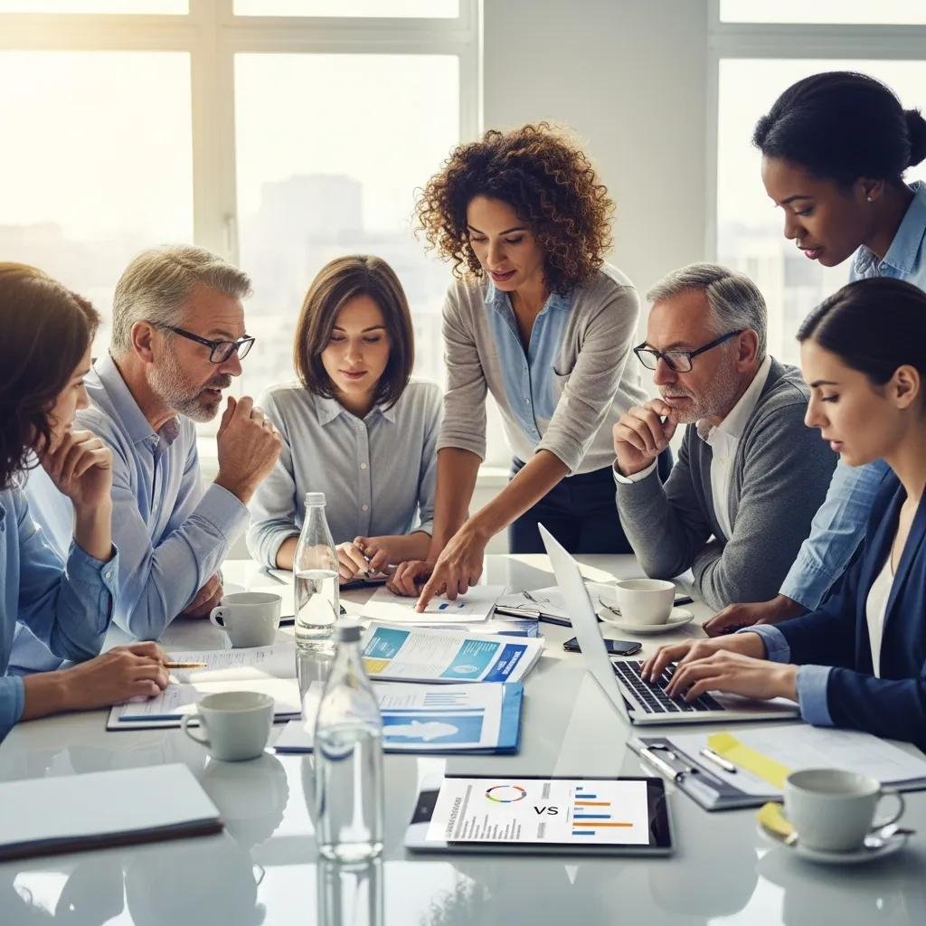 People reviewing health benefits together in an office setting